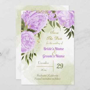 beautiful purple flowers green leaves botanical save the date