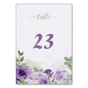 beautiful purple flowers green leaves botanical table number