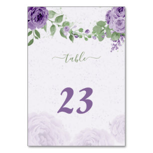 beautiful purple flowers green leaves botanical table number