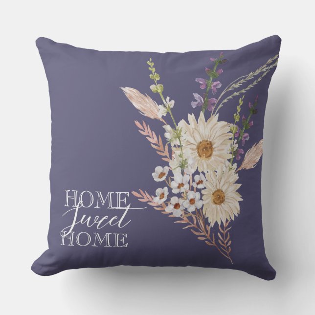 Beautiful Purple Flowers Home Sweet  Cushion (Front)