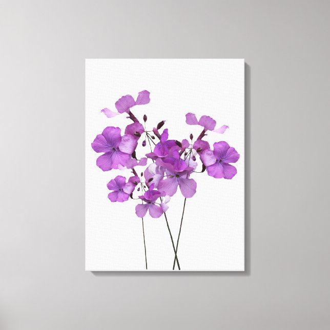 Beautiful purple flowers minimalist modern floral canvas print (Front)