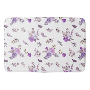 Beautiful purple flowers on bath mat