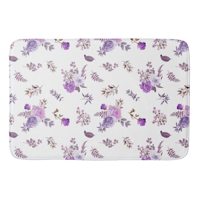 Beautiful purple flowers on bath mat (Front)