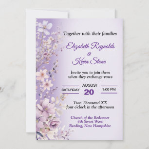 Beautiful Purple Flowers Wedding Invitation