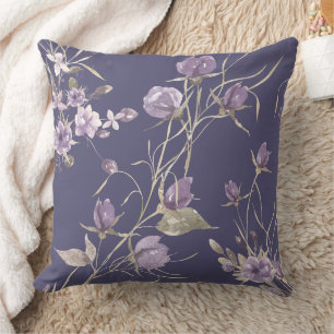 Beautiful Purple Flowers Winter October Autumn Cushion