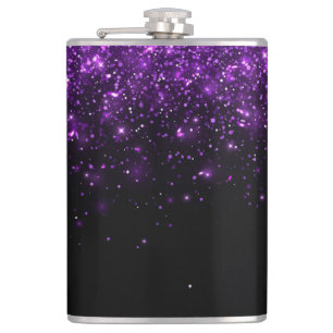 Beautiful Purple Glitter Print Hip Flask