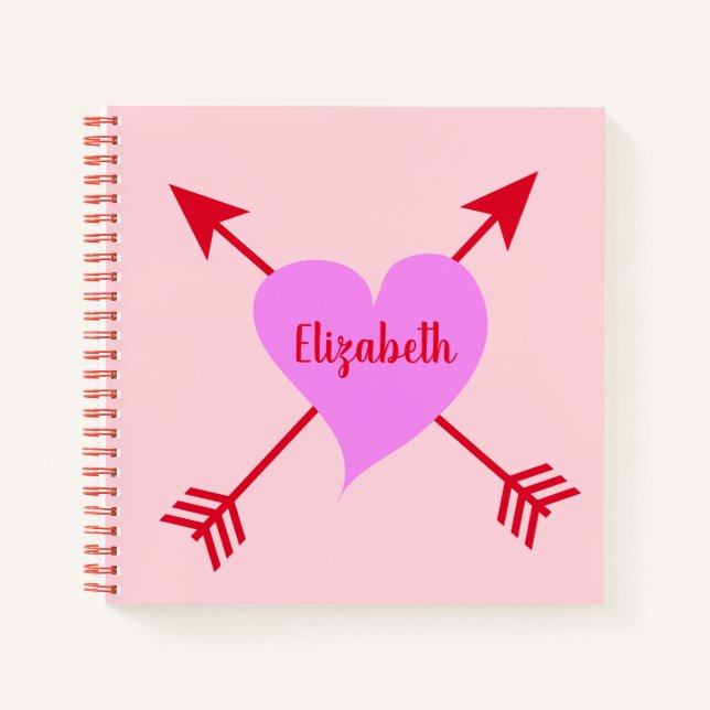 Beautiful Purple Heart with Pink Background Notebook (Front)