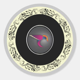 Beautiful purple hummingbird classic round sticker