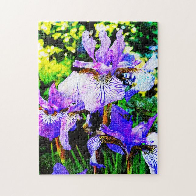 Beautiful Purple Iris Artsy Floral Jigsaw Puzzle (Vertical)