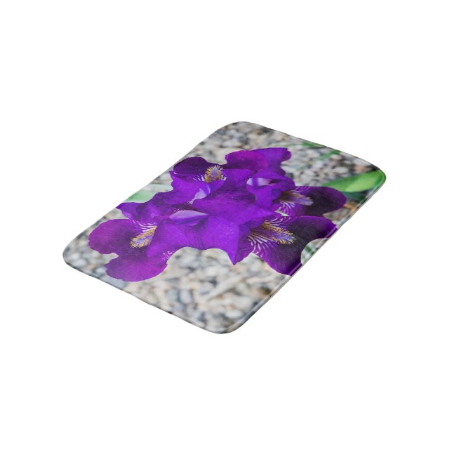 Beautiful purple iris bath mat (Angled)