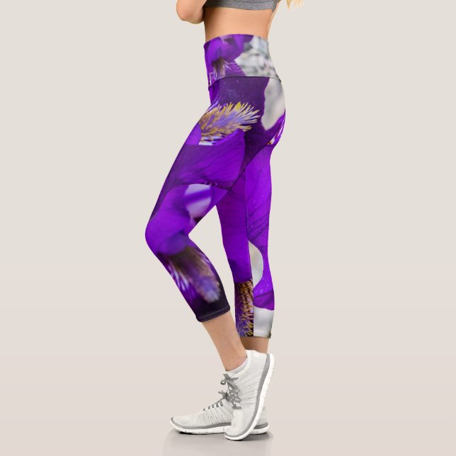 Beautiful purple iris capri leggings (Left)