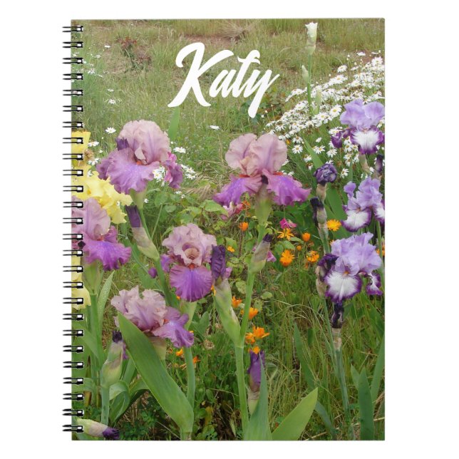 Beautiful Purple Iris Flower floral Customisable Notebook (Front)