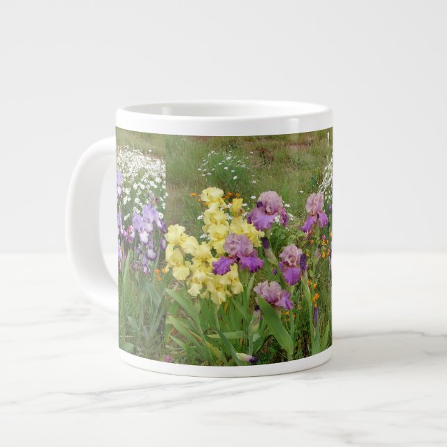 Beautiful Purple Iris Flower floral Garden Photo Large Coffee Mug (Front Left)