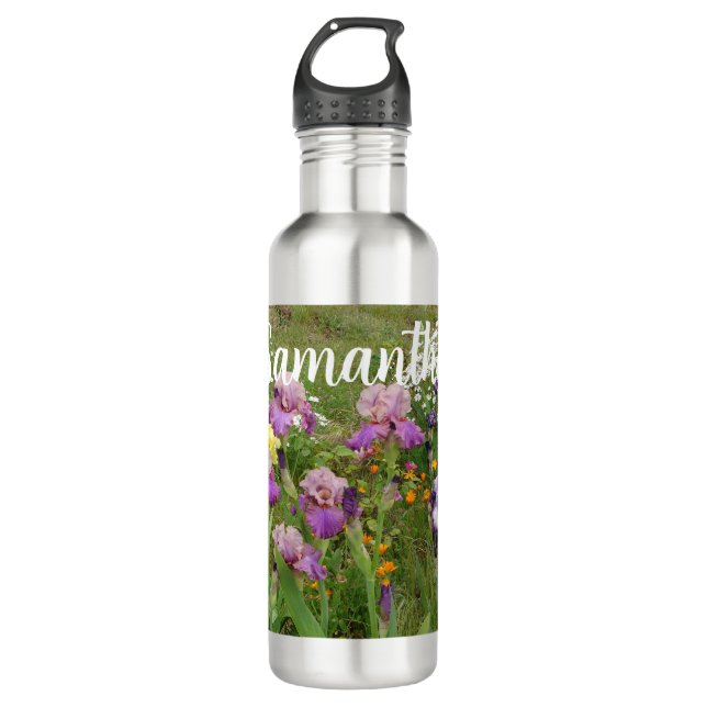 Beautiful Purple Iris Flower floral Garden Womans  710 Ml Water Bottle (Front)