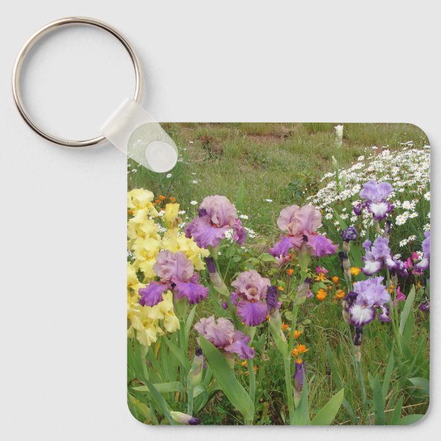 Beautiful Purple Iris Flower floral Photo Key Ring (Front)