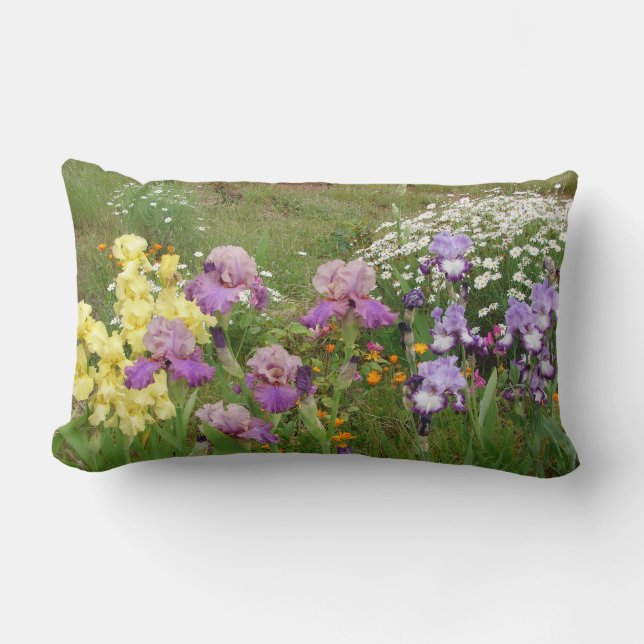 Beautiful Purple Iris Flower floral Photo Lumbar Cushion (Front)