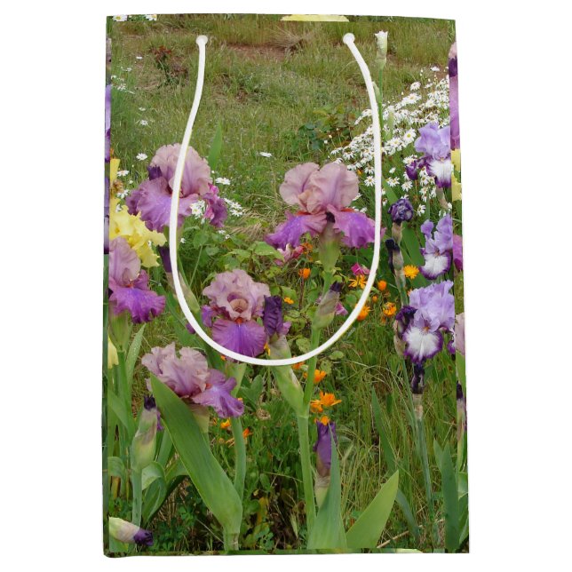 Beautiful Purple Iris Flower floral Photo Medium Gift Bag (Front)