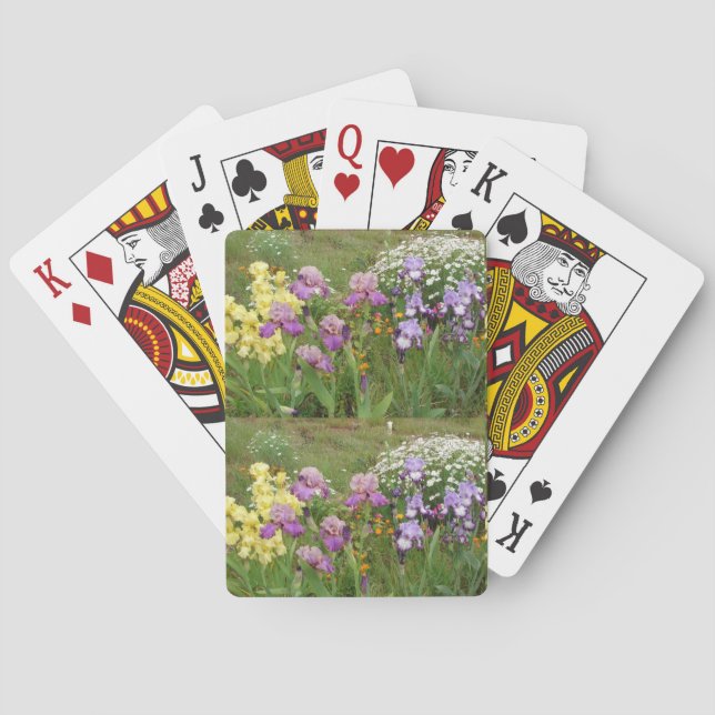 Beautiful Purple Iris Flower floral Photo Playing Cards (Back)