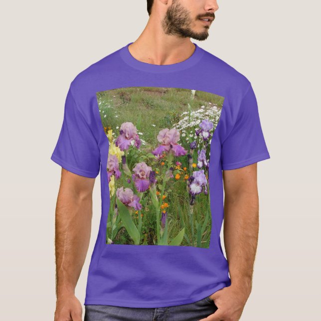 Beautiful Purple Iris Flower floral Photo T-Shirt (Front)