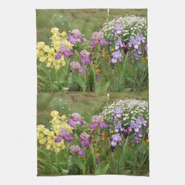 Beautiful Purple Iris Flower floral Photo Tea Towel (Vertical)