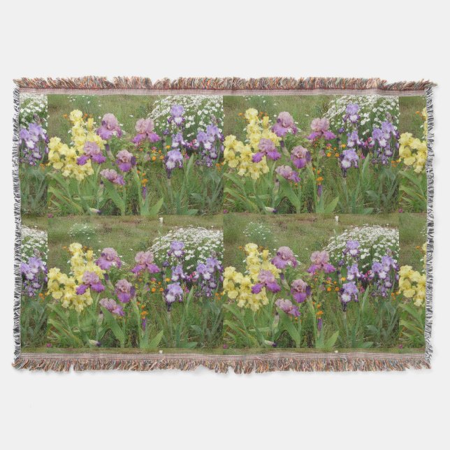 Beautiful Purple Iris Flower floral Photo Throw Blanket (Front)