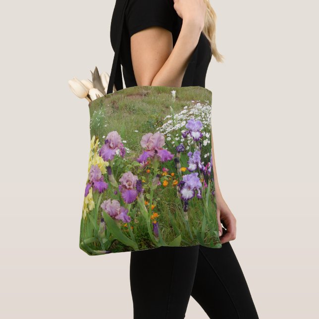Beautiful Purple Iris Flower floral Photo Tote Bag (Close Up)