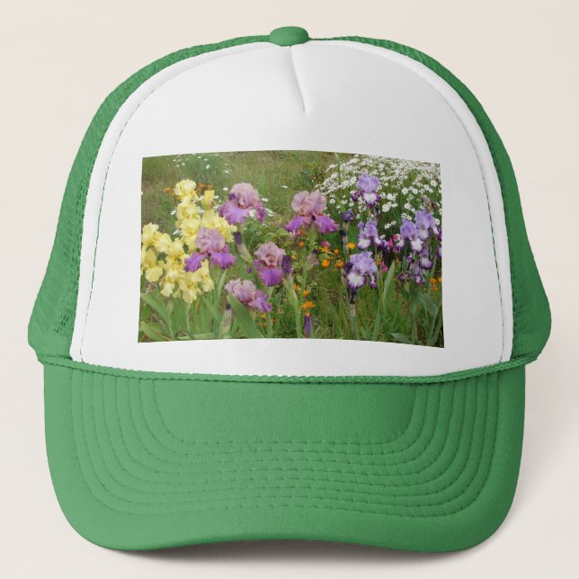 Beautiful Purple Iris Flower floral Photo Trucker Hat (Front)