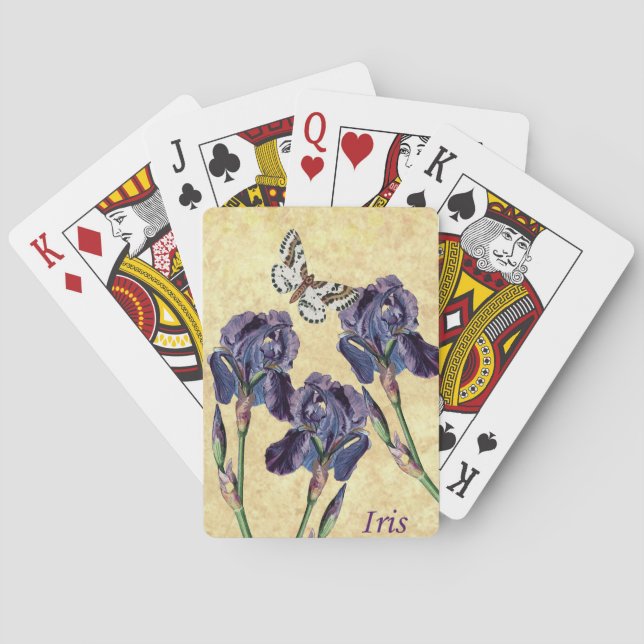 Beautiful Purple Iris Flowers and Butterfly Playing Cards (Back)