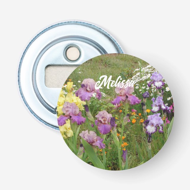 Beautiful Purple Iris Irises flower floral Garden Bottle Opener (Front)