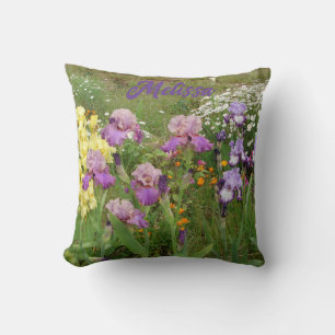 Beautiful Purple Iris Irises flower floral Garden Cushion