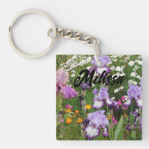 Beautiful Purple Iris Irises flower floral Garden Key Ring