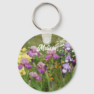 Beautiful Purple Iris Irises flower floral Garden Key Ring