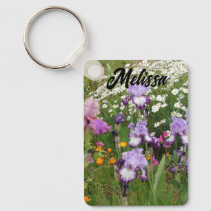 Beautiful Purple Iris Irises flower floral Garden Key Ring