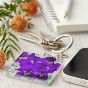 Beautiful purple iris key ring