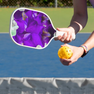 Beautiful purple iris pickleball paddle
