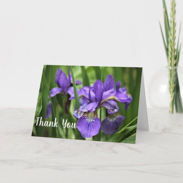 Beautiful Purple Irises Thank You Card (Front)