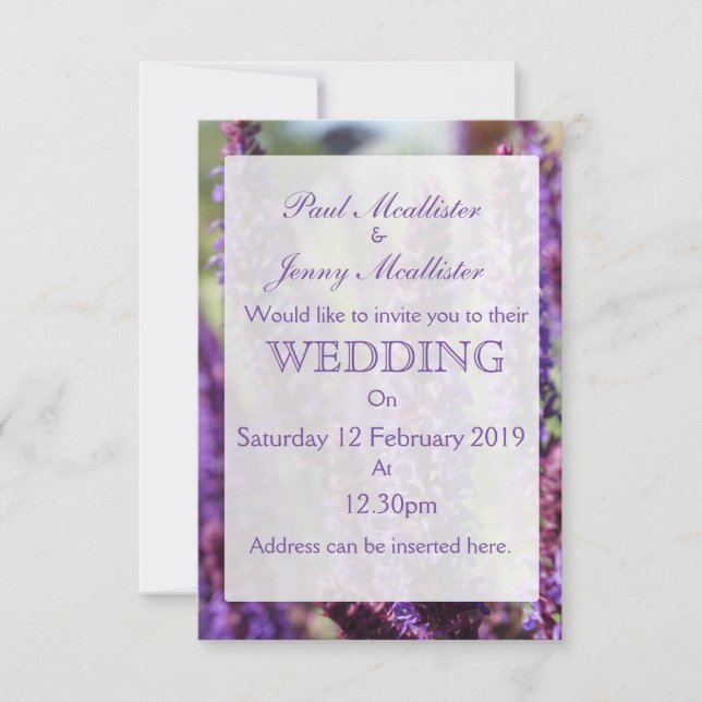 Beautiful purple Lavender Flower Invitation (Front)