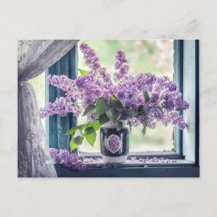 Beautiful Purple Lilac Flowers in the Vase  Postcard