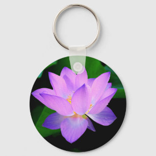 Beautiful purple lotus flower in water key ring