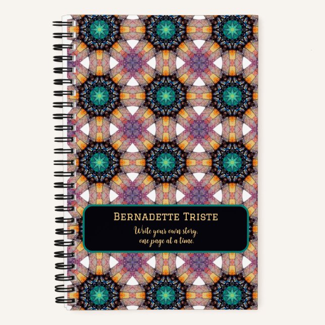 Beautiful Purple Mauve Name Saying Geometric Tile Notebook (Front)