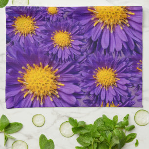 Beautiful Purple Michaelmas Daisies Tea Towel