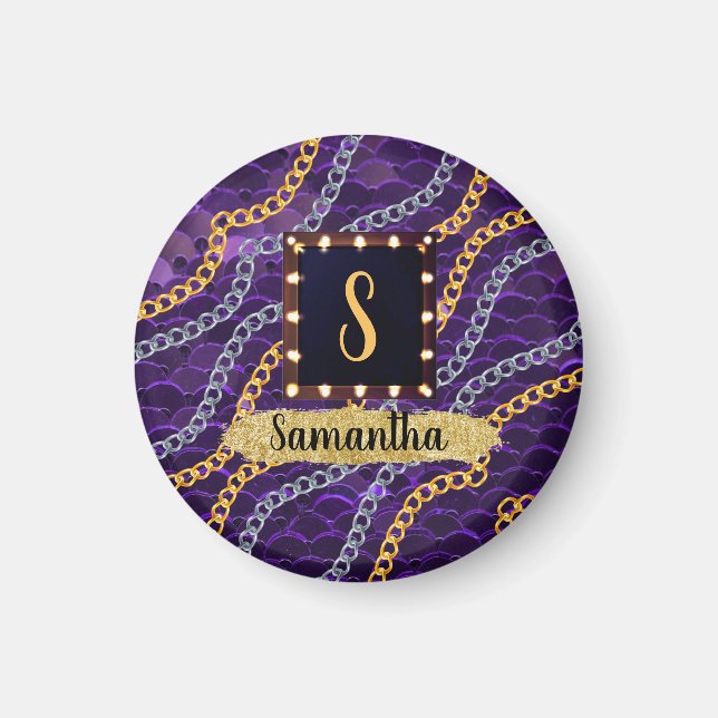 Beautiful Purple Monogram Elegant Chic Magnet (Front)