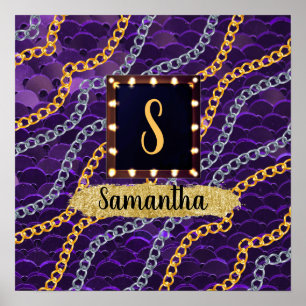 Beautiful Purple Monogram Elegant Chic Poster