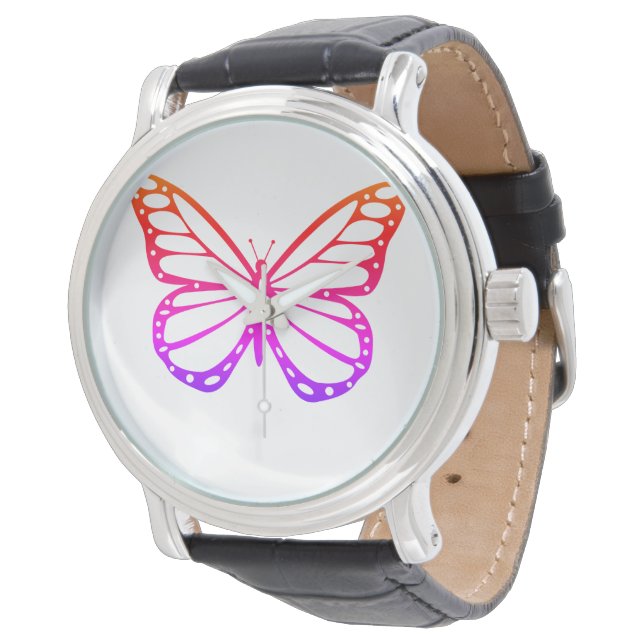 Beautiful Purple Orange Butterfly  Watch (Angled)