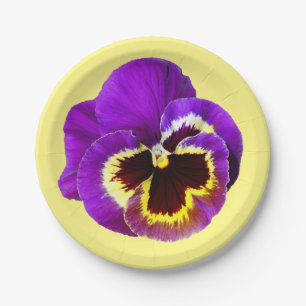 Beautiful purple pansy paper plate