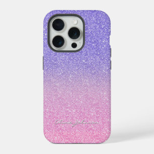 Beautiful Purple Pink Glitter Ombre iPhone 15 Pro Case
