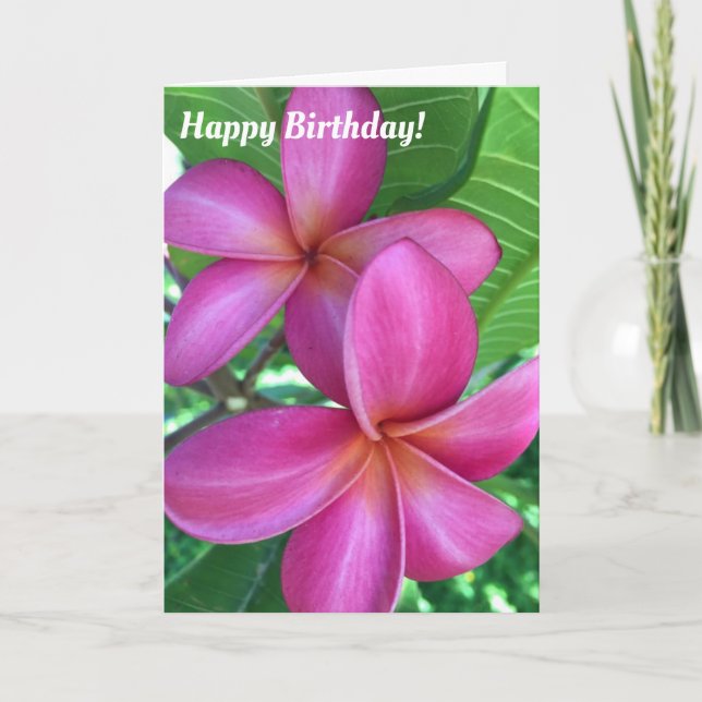 Beautiful Purple Plumeria Maui Birthday Card (Front)