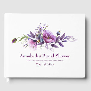 Beautiful Purple Poppies Bridal Shower Guest Book