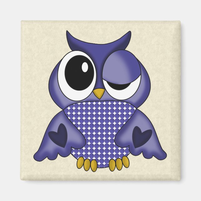 Beautiful Purple Retro Owl Magnet (Front)