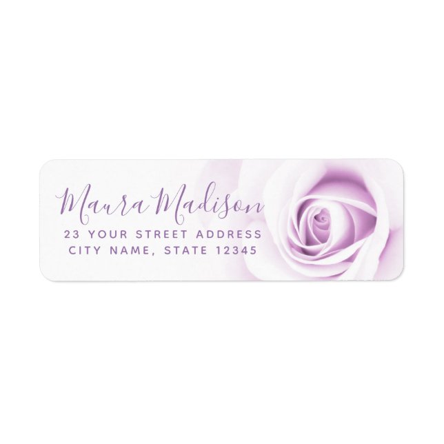 Beautiful purple rose flower floral return address (Front)